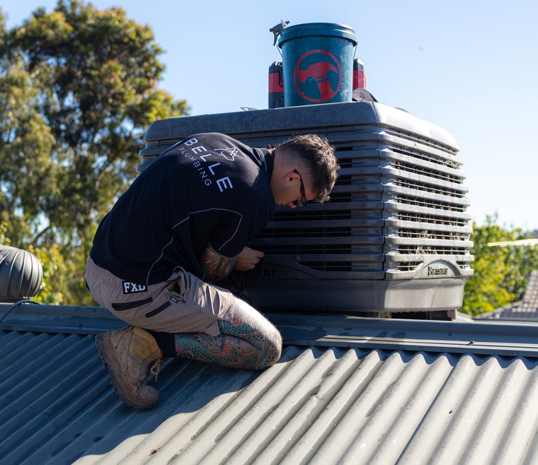 Open evaporative cooler during a service