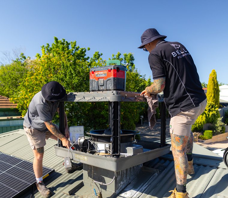 Routine evaporative cooling service in progress